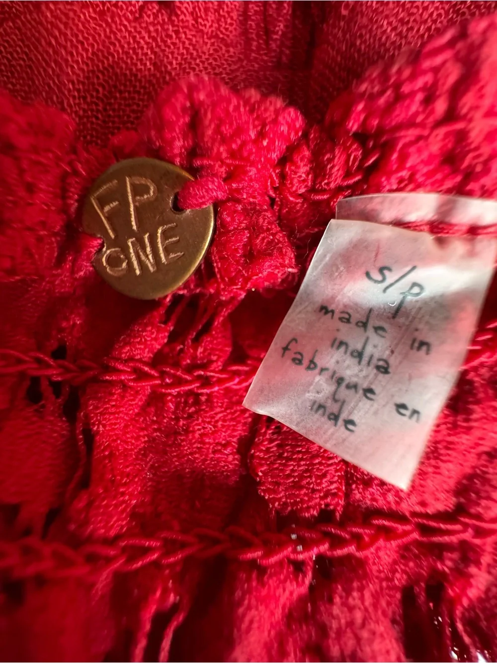 Free People Red Lace Tiered Camisole